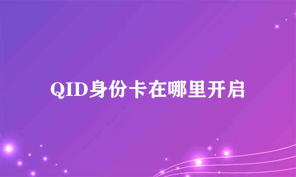 QID身份卡在哪里开启