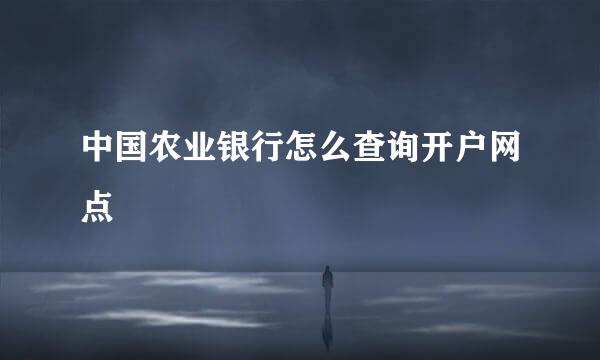 中国农业银行怎么查询开户网点