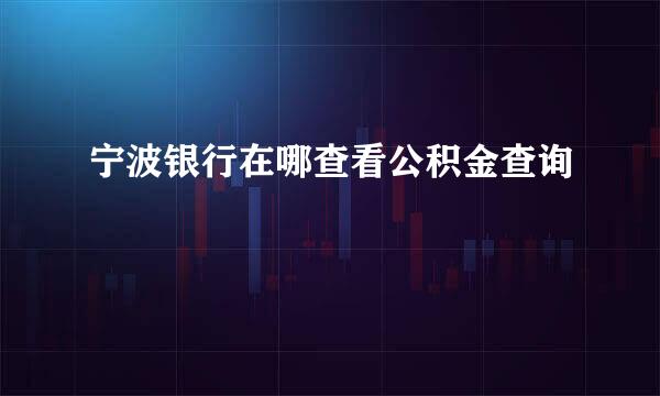 宁波银行在哪查看公积金查询
