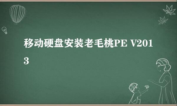 移动硬盘安装老毛桃PE V2013