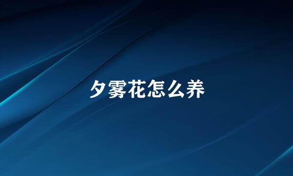 夕雾花怎么养