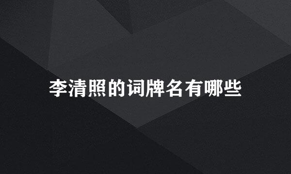 李清照的词牌名有哪些