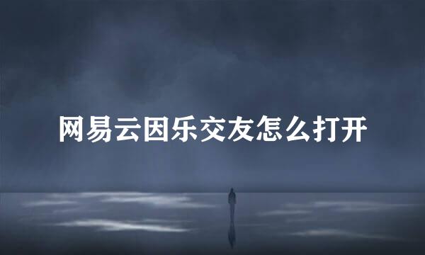 网易云因乐交友怎么打开