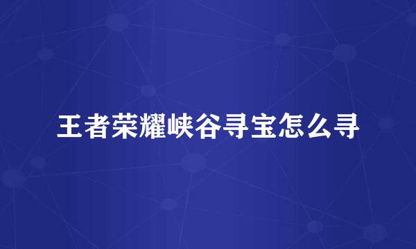 王者荣耀峡谷寻宝怎么寻
