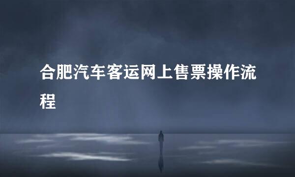 合肥汽车客运网上售票操作流程