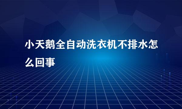 小天鹅全自动洗衣机不排水怎么回事