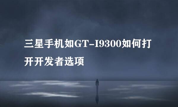 三星手机如GT-I9300如何打开开发者选项