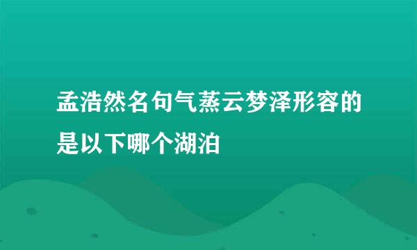 孟浩然名句气蒸云梦泽形容的是以下哪个湖泊