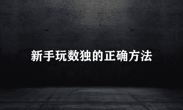 新手玩数独的正确方法