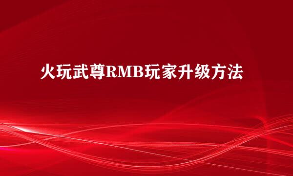 火玩武尊RMB玩家升级方法