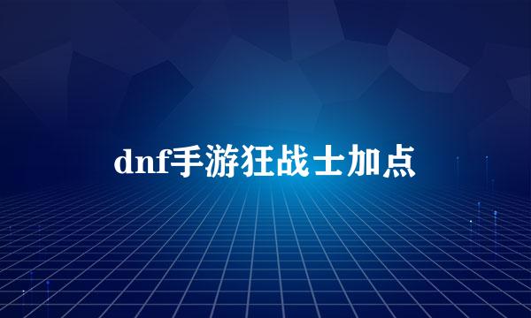 dnf手游狂战士加点