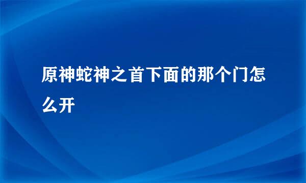 原神蛇神之首下面的那个门怎么开