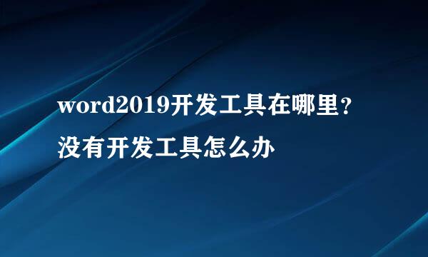 word2019开发工具在哪里？没有开发工具怎么办