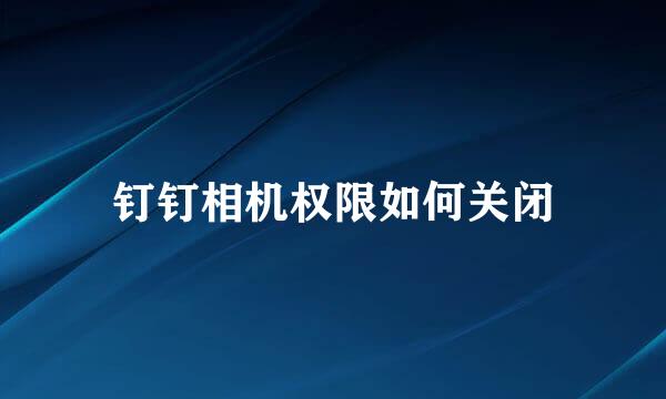 钉钉相机权限如何关闭