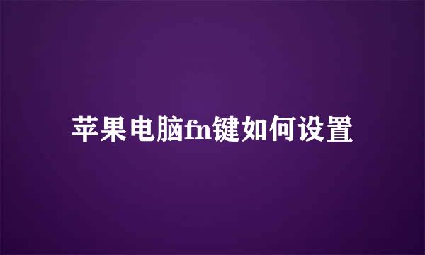 苹果电脑fn键如何设置