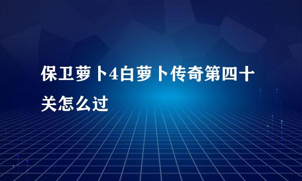 保卫萝卜4白萝卜传奇第四十关怎么过