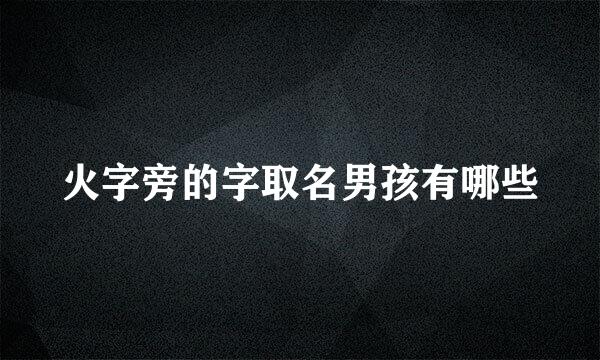 火字旁的字取名男孩有哪些