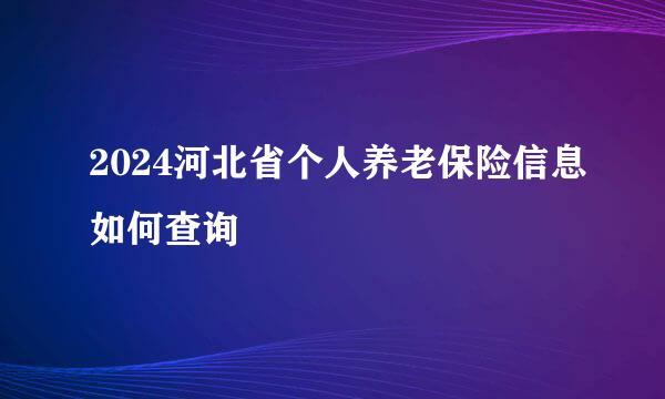 2024河北省个人养老保险信息如何查询