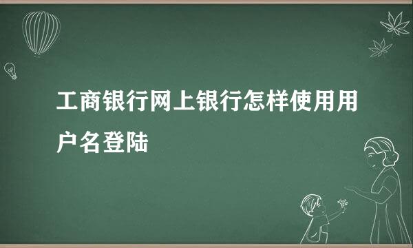 工商银行网上银行怎样使用用户名登陆