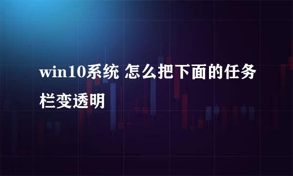 win10系统 怎么把下面的任务栏变透明