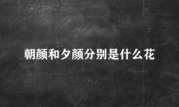 朝颜和夕颜分别是什么花