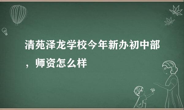清苑泽龙学校今年新办初中部，师资怎么样
