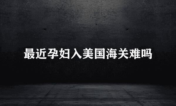 最近孕妇入美国海关难吗