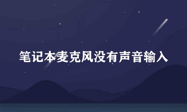 笔记本麦克风没有声音输入