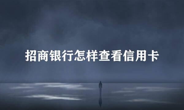 招商银行怎样查看信用卡