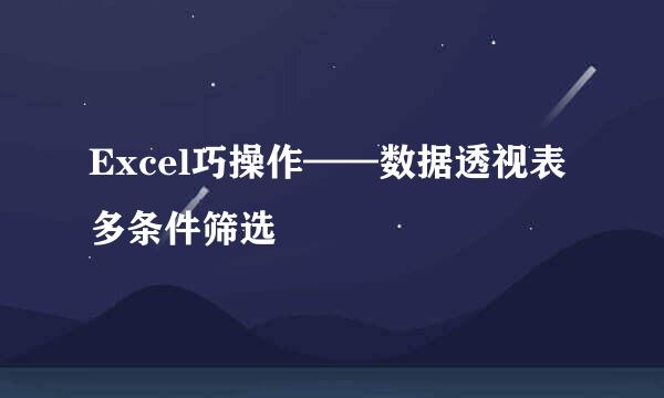 Excel巧操作——数据透视表多条件筛选