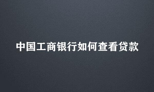中国工商银行如何查看贷款