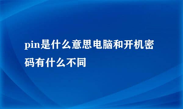 pin是什么意思电脑和开机密码有什么不同