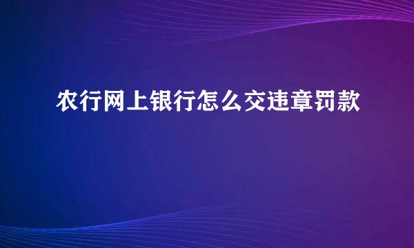 农行网上银行怎么交违章罚款