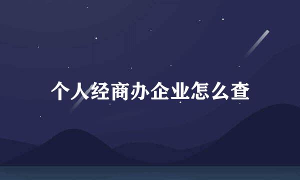 个人经商办企业怎么查