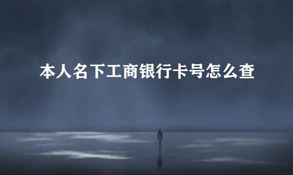 本人名下工商银行卡号怎么查