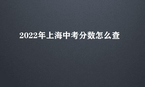 2022年上海中考分数怎么查