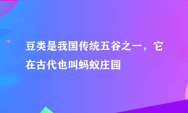 豆类是我国传统五谷之一，它在古代也叫蚂蚁庄园