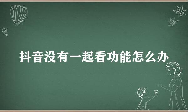 抖音没有一起看功能怎么办