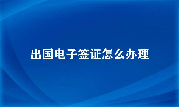 出国电子签证怎么办理