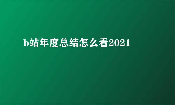b站年度总结怎么看2021