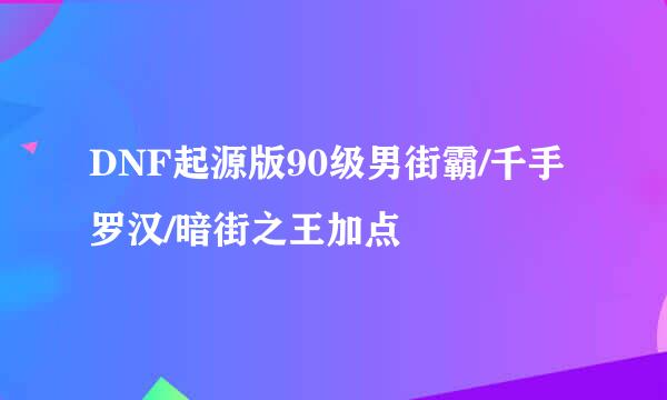 DNF起源版90级男街霸/千手罗汉/暗街之王加点
