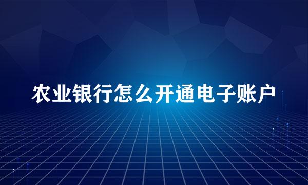 农业银行怎么开通电子账户