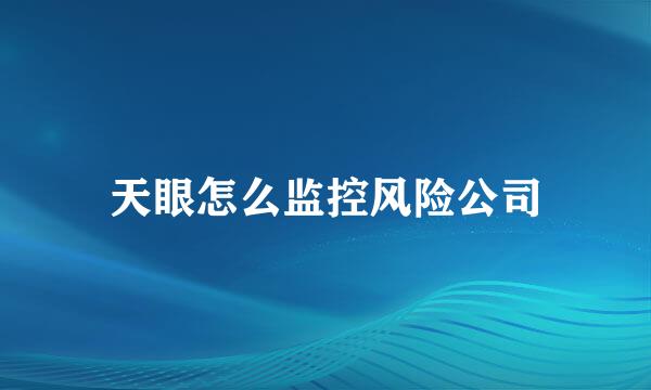 天眼怎么监控风险公司