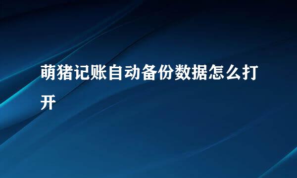 萌猪记账自动备份数据怎么打开