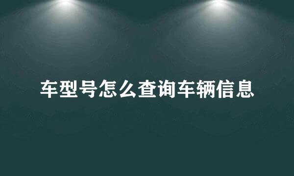 车型号怎么查询车辆信息