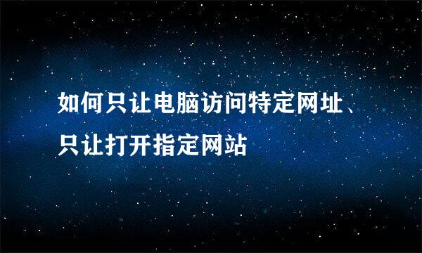 如何只让电脑访问特定网址、只让打开指定网站
