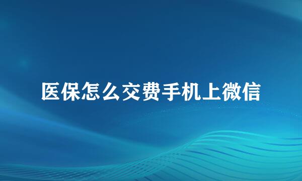 医保怎么交费手机上微信