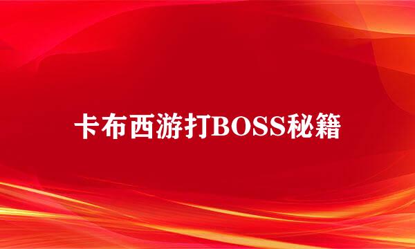 卡布西游打BOSS秘籍