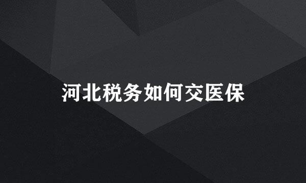 河北税务如何交医保