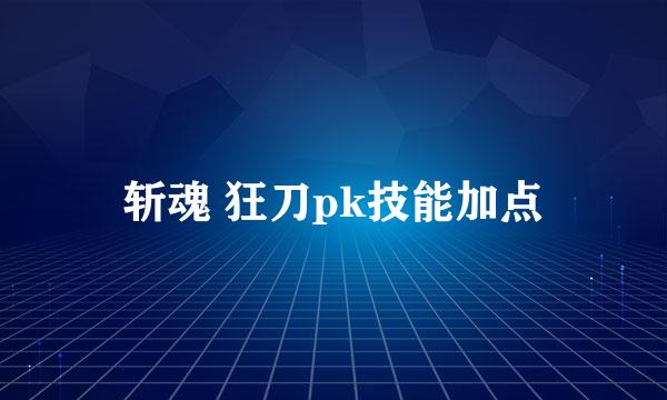 斩魂 狂刀pk技能加点